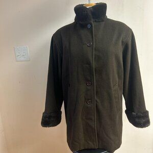 Vintage Wool Brown Trench Coat Made In USA